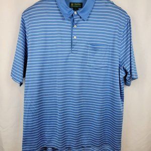 XL Brooks Brothers Mens St Andrews Links Golf SS Polo Shirt Blue Stripe X-Large